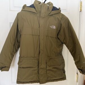 Boys Insulted The North Face Olive Green Hooded Parka Jacket